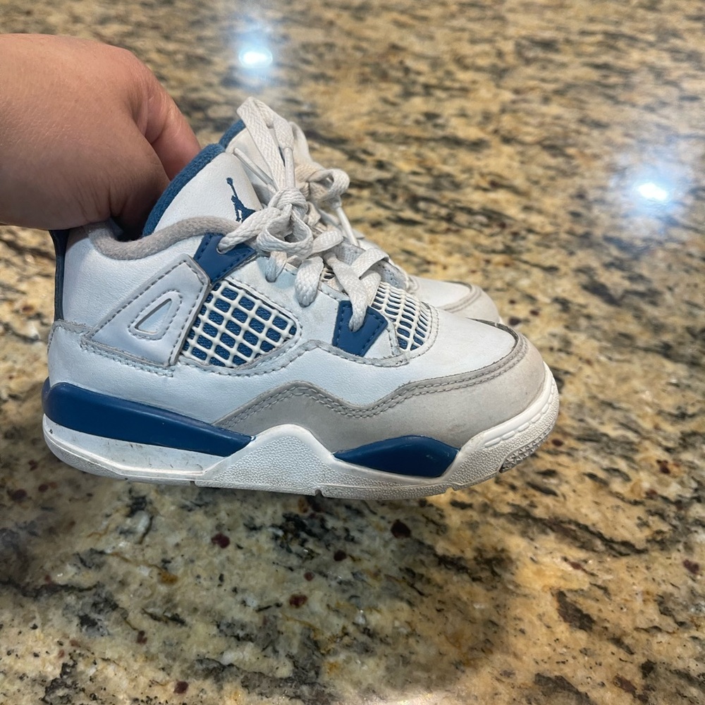 Kids White and Blue Sneakers 8c